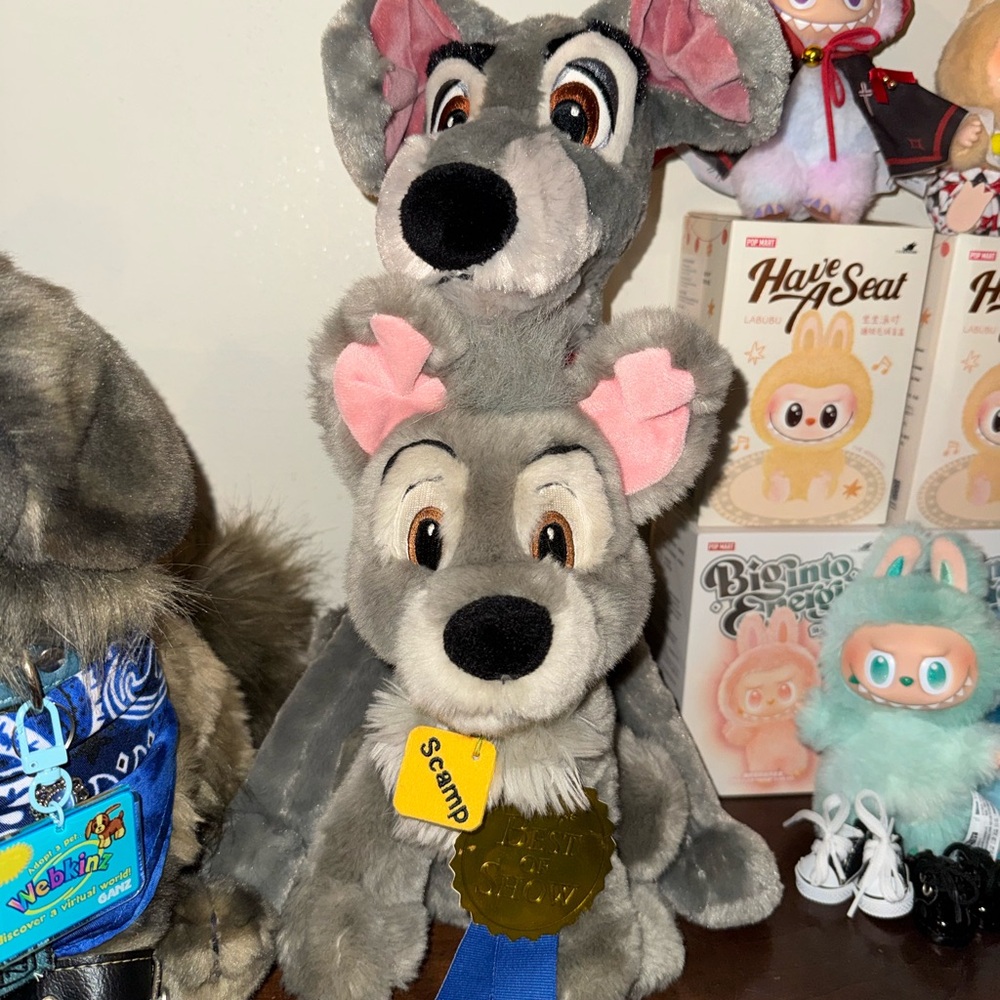 Rare vintage lady and the tramp scamp and tramp stuffed animals by Disney